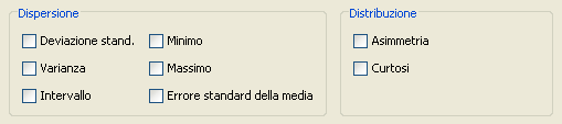 Spss: Variabilità con Frequenze... Dopo aver scelto le variabili, click-are su Statistiche.