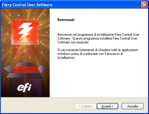 INSTALLAZIONE DEL SOFTWARE DEL SERVER FIERY CENTRAL 13 Installazione del software Fiery Central Quando si installa Fiery Central dal DVD Software di sistema, è possibile installare anche altri