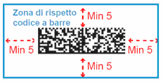 Intorno al codice 2D deve essere garantita una zona di rispetto di almeno 5 mm di larghezza. 3.