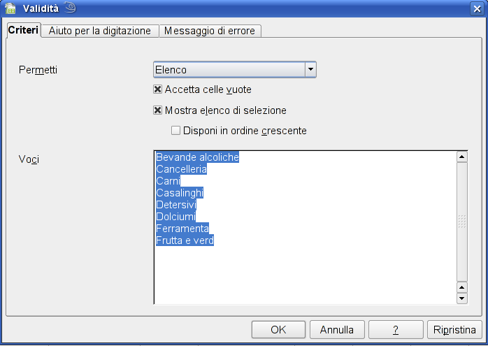 56 AM4 Foglio elettronico livello avanzato Figura 4.70 Indicazione dell'intervallo di celle per creare un elenco a discesa.