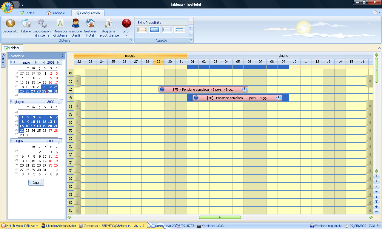 CALENDARIO Il calendario si trova inizialmente nella parte sinistra del tableau, è possibile spostare il pannello trascinandolo dalla scritta in alto Calendario e posizionandolo rilasciando nelle