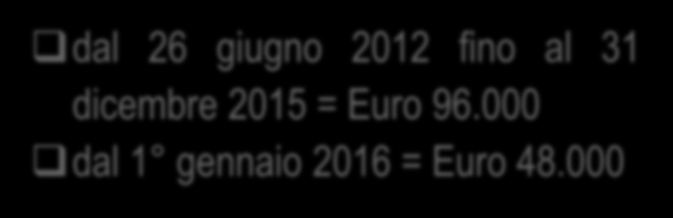 Detrazione IRPEF per lavori di bonifica amianto Misura detrazione imposta lorda dal 26 giugno 2012 fino al 31 dicembre 2015 = 50% dal 1 gennaio 2016 = 36% Importo max calcolo detrazione dal 26