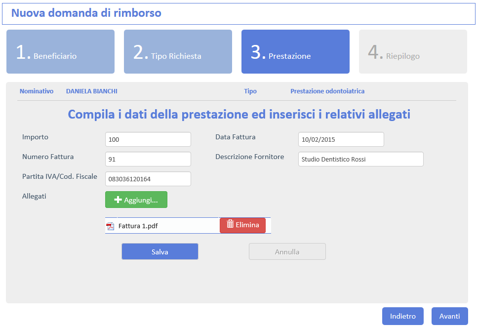 La pagina conclusiva facilita l inserimento di ulteriori domande di rimborso attraverso alcune scorciatoie che consentono di: Aprire una nuova domanda di rimborso iniziando direttamente dal passo 3