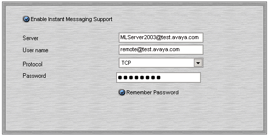 Configurazione di : Modifica delle impostazioni di 6.9 Attivazione della messaggistica istantanea supporta la messaggistica istantanea con Microsoft Live Communication Server (LCS).