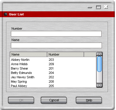 : Avvio di 4 Finestra Elenco utenti Il campo Nome utente\int della finestra di accesso può essere compilato selezionando i dettagli da un elenco.