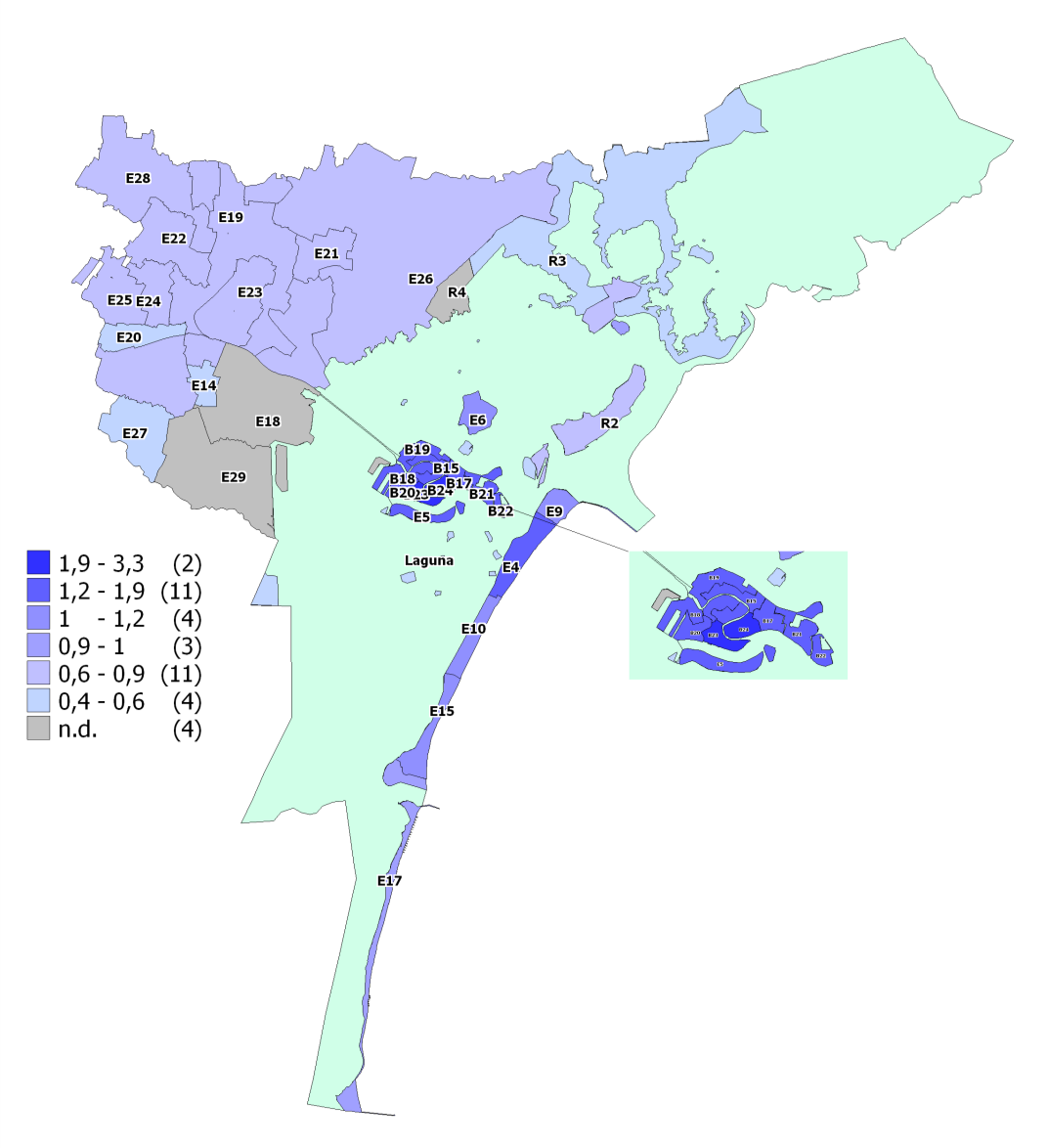 Figura 17: Mappa dei differenziali delle