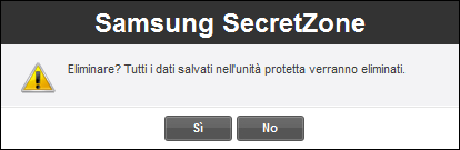 Capitolo 3 Funzioni di Samsung Drive Manager [Immagine] Messaggio di conferma dell'eliminazione dell'unità protetta 3. Controllare i dati da eliminare 4. Fare clic su [OK].
