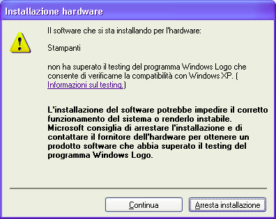 Stampa di dati da un computer con sistema operativo Windows 7 Selezionare Installa il software automaticamente (scelta consigliata) e fare clic su Avanti.