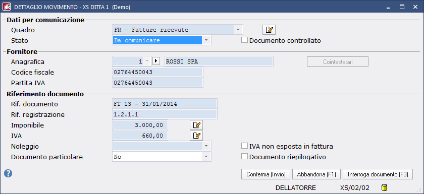 Da questa procedura Ł possibile controllare tutti i movimenti con particolare attenzione alla colonna stato.