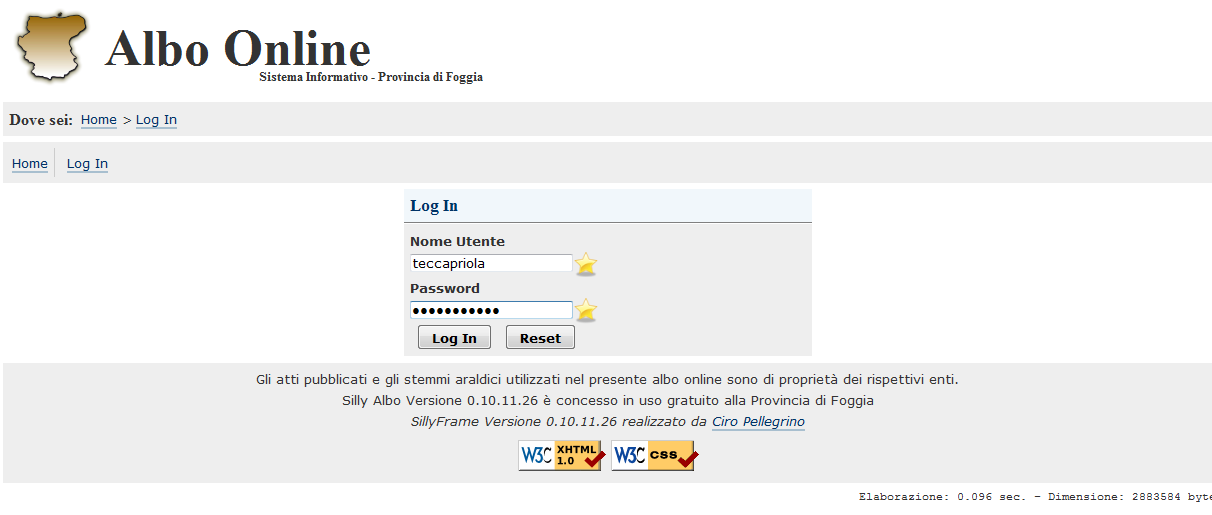 A tal fine dalla home page facciamo clic sul link nella barra di navigazione