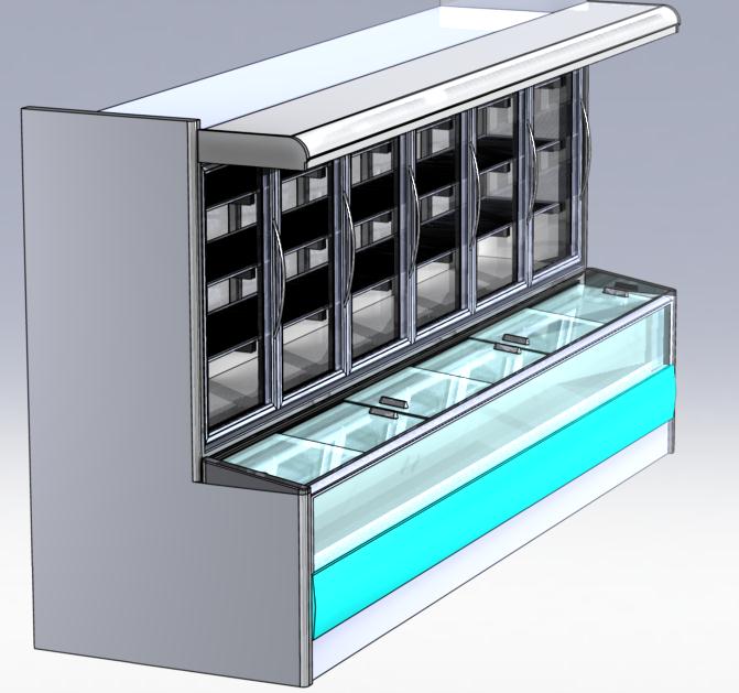 Adattabilità : Il telaio può essere adattato a qualsiasi tipo di cabina refrigerata negativa, sia di tipo combinata che di tipo armadio.