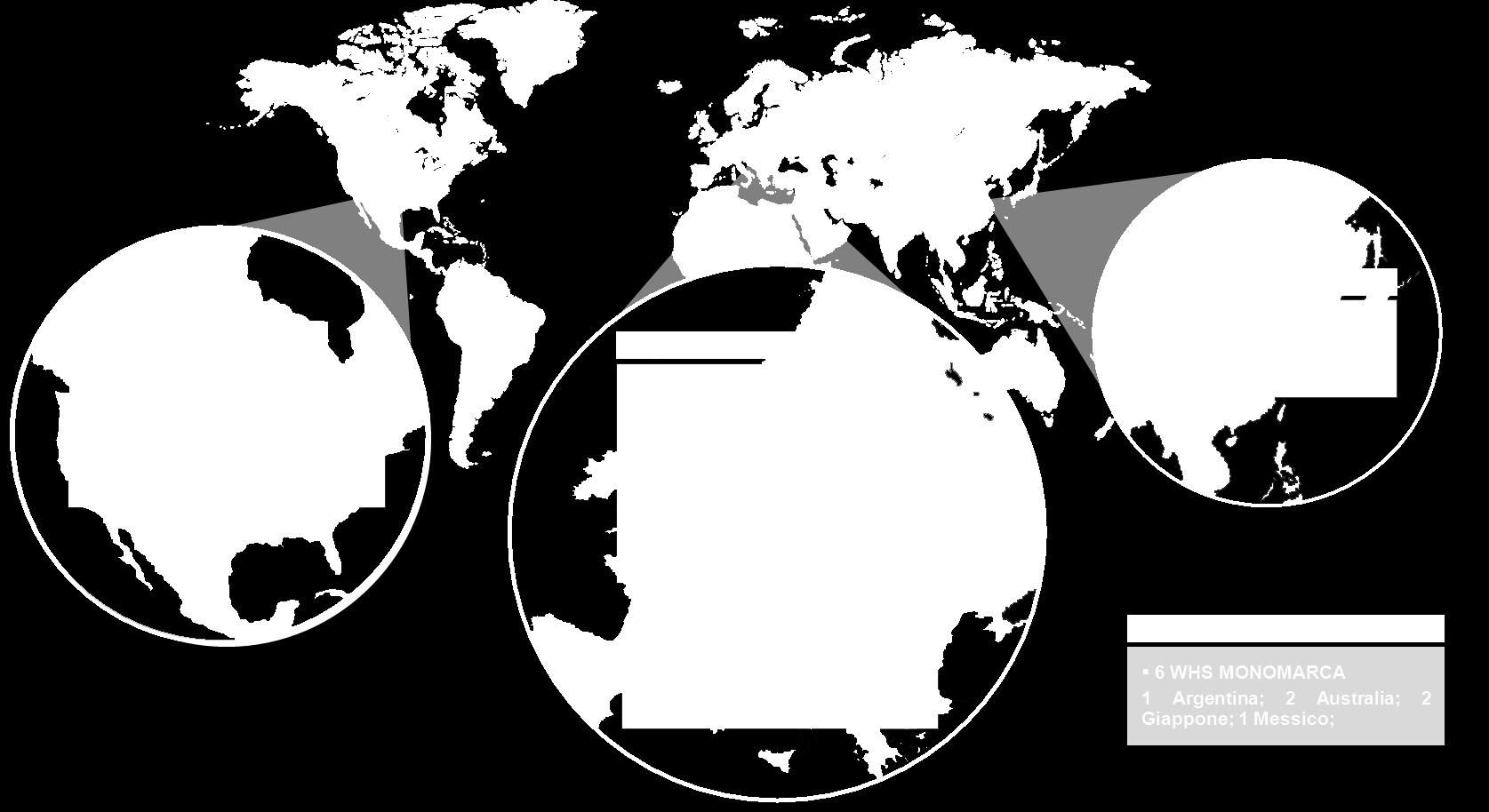 Nella rappresentazione grafica che segue vengono indicati i punti vendita DOS e Wholesale Monomarca al 31 marzo 2013 e la loro localizzazione geografica: Greater China Nord America 13 DOS 1 WHS