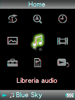 17 Riproduzione audio Ricerca di brani (Libreria audio) È possibile ricercare i brani per titolo, album, artista, genere e così via.