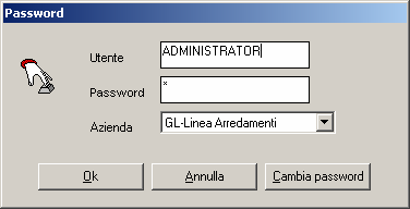 COLLEGAMENTO AL SISTEMA - Per collegarsi al sistema occorre selezionare l'azienda e digitare il proprio utente e password.