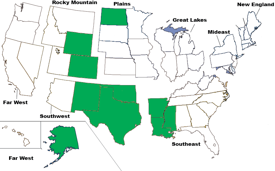 specializzazioni territori oil&gas oltre il 10% nel mid west settore oil & gas 2012, in % valore aggiunto ND ranking Stato 1 Alaska 24.0 WY NY 2 Wyoming 13.8 3 Texas 10.6 4 Oklahoma 9.