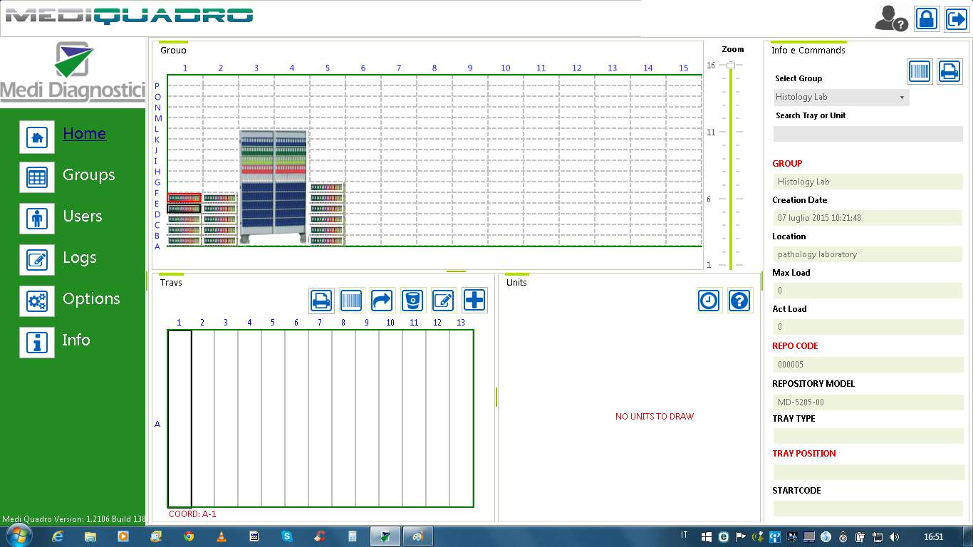 COME CARICARE UN TRAY: Per caricare un TRAY accedere alla funzione HOME e selezionare il proprio archivio nel menu a tendina.