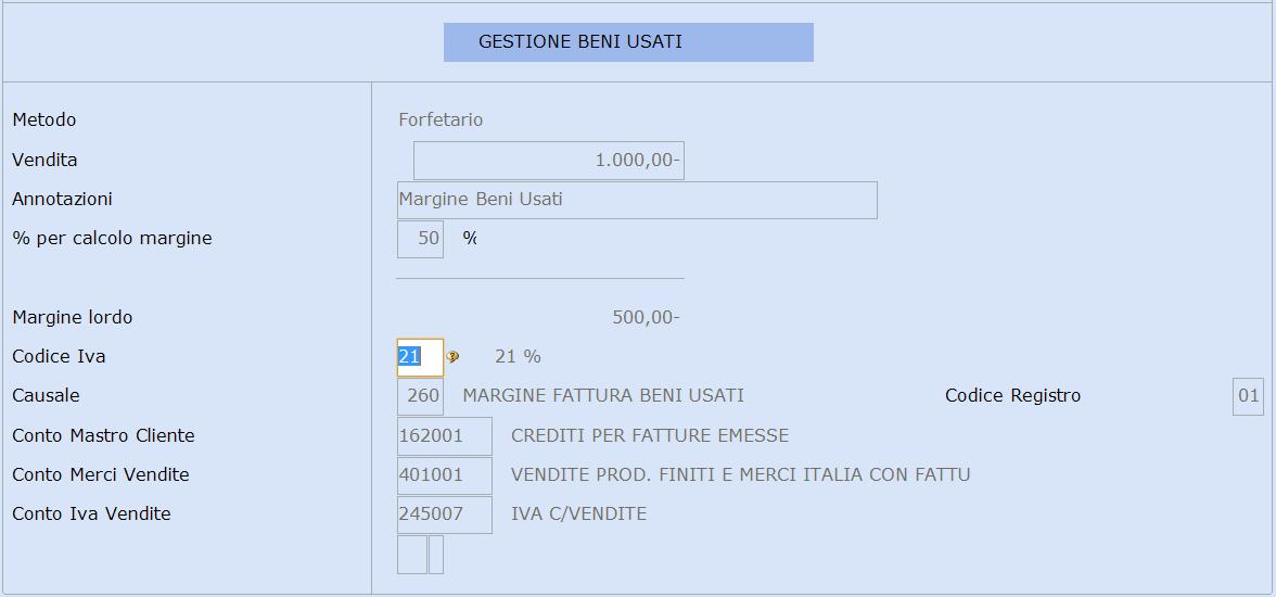 La procedura a questo genera l'operazione del margine con i segni al contrario rispetto a quella generata dalla vendita, perché trattasi di una nota di variazione meno.