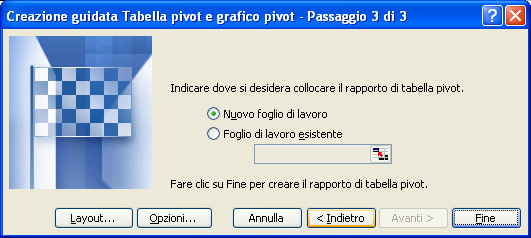 Nel passaggio due della creazione guidata Tabelle Pivot e Grafici Pivot selezionare una sorgente di dati se questa non è indicata, oppure se i dati sono in una diversa cartella di lavoro o intervallo