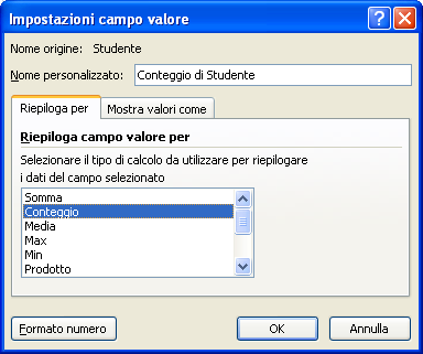 5. Nella finestra di dialogo Elenco campi tabella pivot (Figura 2) fate clic sul pulsante Sesso e trascinatelo con il mouse nell area Etichette di colonne.