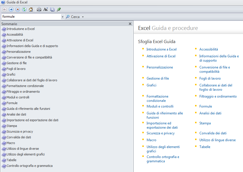 2.1. Usare l applicazione Primi passi con Excel Usare la guida in linea (help) Ricerca in rete