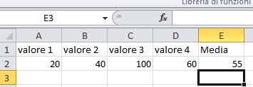 4.2 Funzioni e formule Funzioni Inserire una funzione (Media, Conta numeri, Max e Min) 2 1 1. Calcoliamo la Media tra una serie di valori 2.