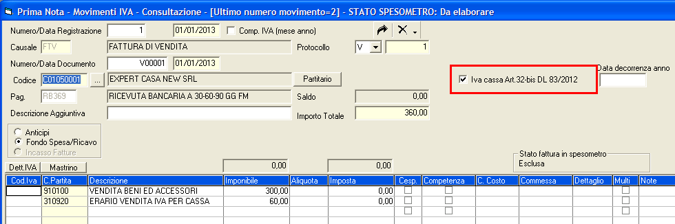 74 Manuale Operativo 2.7 Registrazione parcelle Il modulo Parcellazione tiene in considerazione la gestione dell iva per cassa.