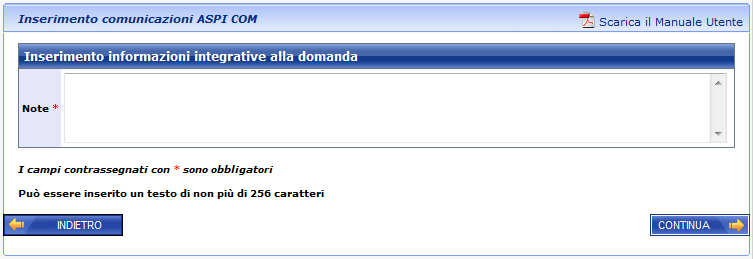 Figura 20 ASPI.COM: Servizio civile Le informazioni da acquisire si possono evincere dalla immagine riportata. Tutti i dati obbligatori sono indicati da un asterisco.