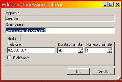 Per avviare la connessione selezionare il riferimento in Connessioni outbaund e cliccare su tasto Connetti.