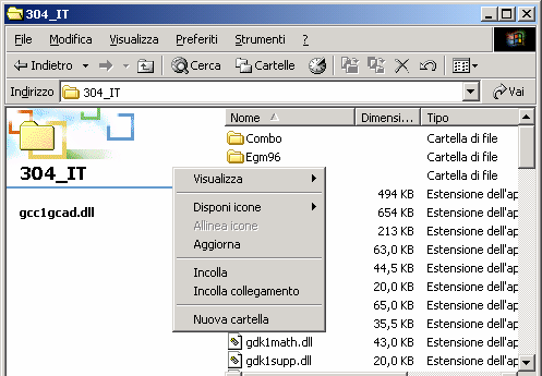 Aprite la cartella CF card (per Fc1000 o FC2000 selezionare STORAGE CARD, per IPAQ File Store) aprite la vecchia versione di meridiana (in questo esempio 303_IT.
