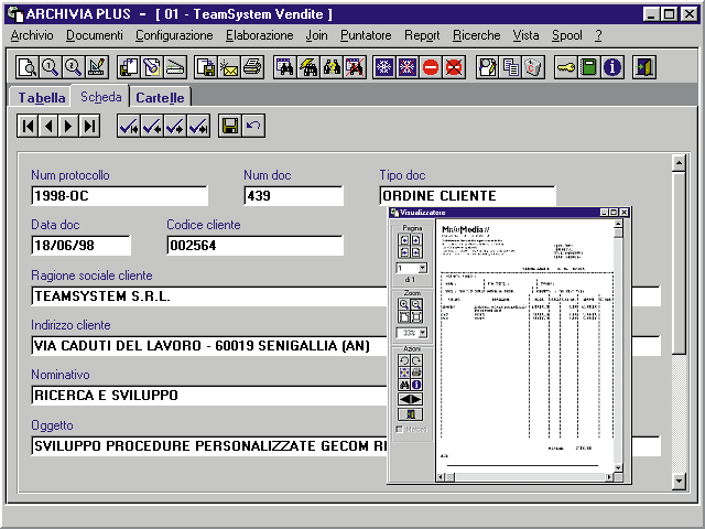 Collegamento ai programmi gestionali Archiviazione Collegamento a Gecom Multi Nel caso di collegamento di Archivia Plus al programma Gecom Multi, si hanno a disposizione gli strumenti per archiviare