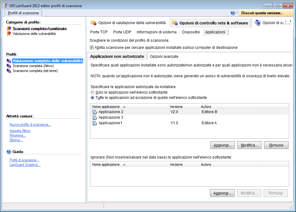 Opzione Scansione delle periferiche USB Descrizione Per compilare un elenco di periferiche USB non autorizzate/non sicure: 1.