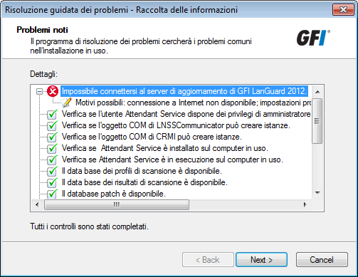 Schermata 162: Risoluzione guidata dei problemi - Raccolta delle informazioni sui problemi noti 5.