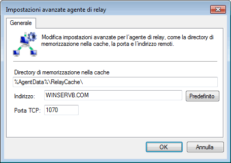 Schermata 26: Proprietà agente relay - Impostazioni avanzate 3. Fare clic sulla scheda Relay > Impostazioni avanzate.