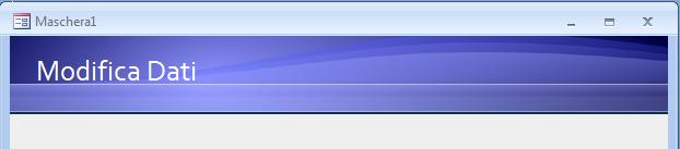 Selezioniamo il controllo etichetta e disegniamolo nella intestazione della maschera aggiungiamo il testo Modifica dati e assegniamo al testo dimensione 20.