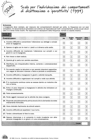 Questionari Le scale di valutazione Schede SDA I insegnanti G genitoricornoldi B bambini Schede SCOD Insegnanti Marzocchi Genitori COM Insegnanti Cornoldi et al.