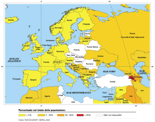 La mappa della fame nel mondo Le proporzioni delle persone