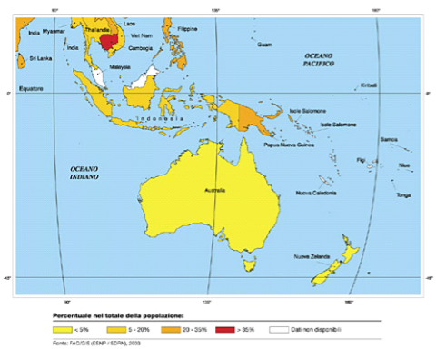 La mappa della fame nel mondo Le proporzioni delle persone