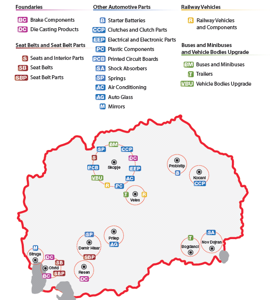 Mappatura dei siti produttivi del settore automotive nel paese Fonte: Agenzia nazionale per gli Investimenti esteri e la promozione delle esportazioni Tra il 2006 e il 2010, l export di componenti
