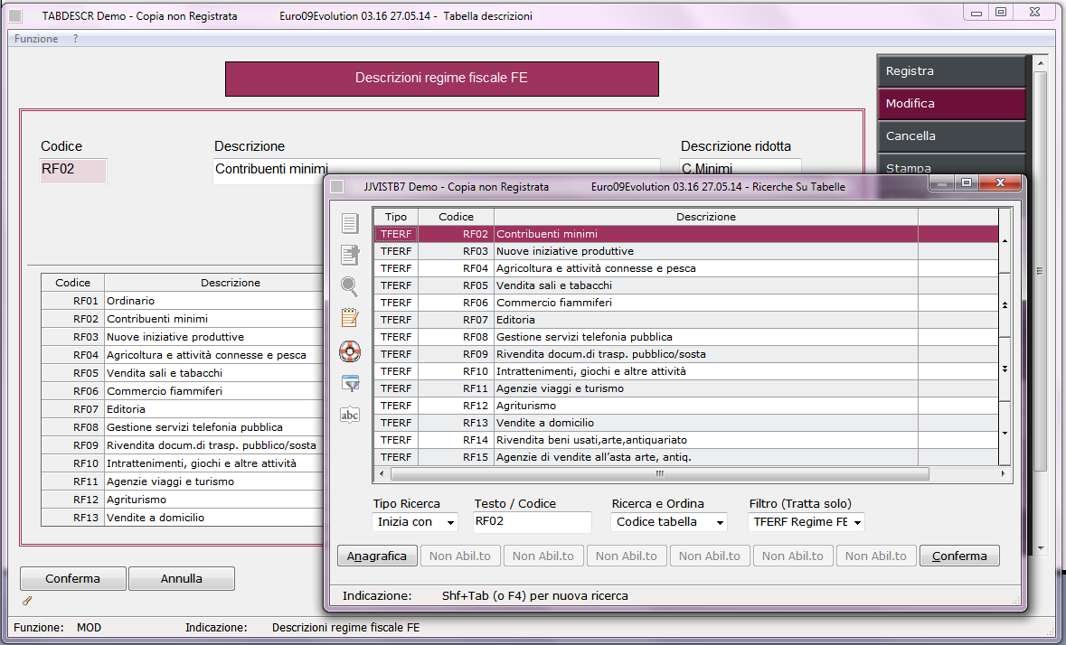 Personalizza la base dati Tabelle correlate all XML Alcuni campi del documento XML inerente una Fattura elettronica fanno riferimento alle seguenti specifiche tabelle: Regime Fiscale (del fornitore)