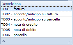 Nella sezione Dati per la fatturazione elettronica selezioniamo il Tipo Documento da riportare in Fattura elettronica, selezionandolo dall elenco predisposto: abilitiamo i campi CIG (codice