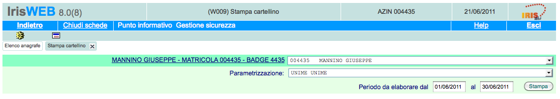 Una volta entrati nel servizio si presenta la seguente schermata Tutte le attuali funzionalità sono accessibili dal menù Punto Informativo.