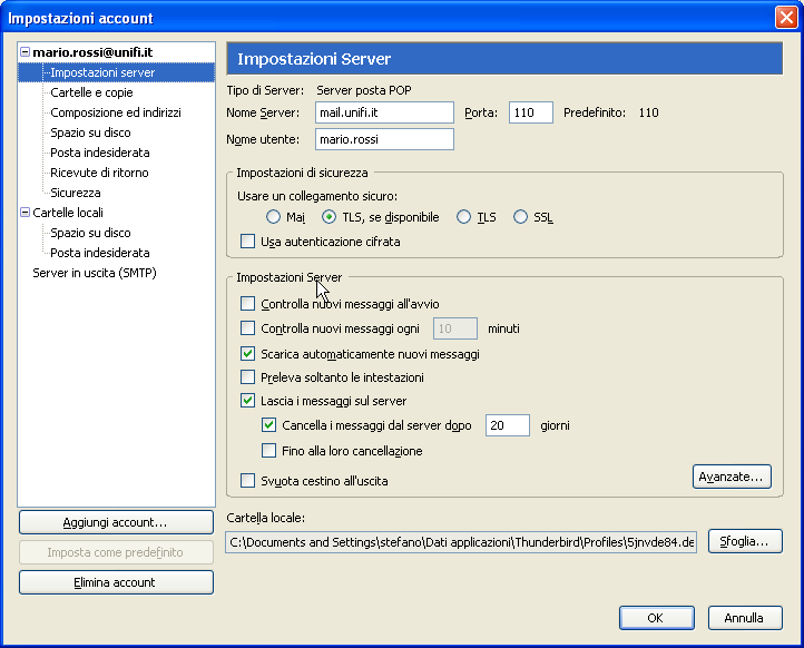 Client POP3: come modificare Thunderbird 2)