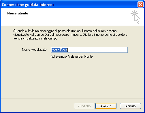 Client IMAP: impostare Outlook-Express 3) inserire il nome e cognome