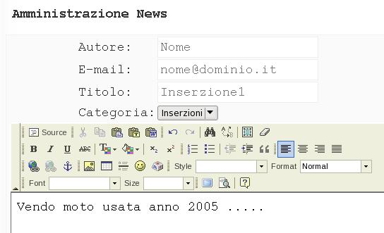 Il sistema ti propone una categoria di notizie predefinita che è general, ma tu puoi creare tutte le categorie che vuoi. Per creare una nuova categoria (es.