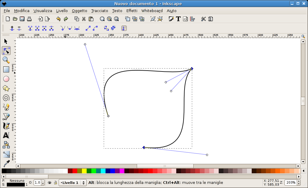 Le curve di Bezier cubiche Gli strumenti di editing di immagini vettoriali spesso supportano curve composte da segmenti, ciascuno dei quali è una Bezier