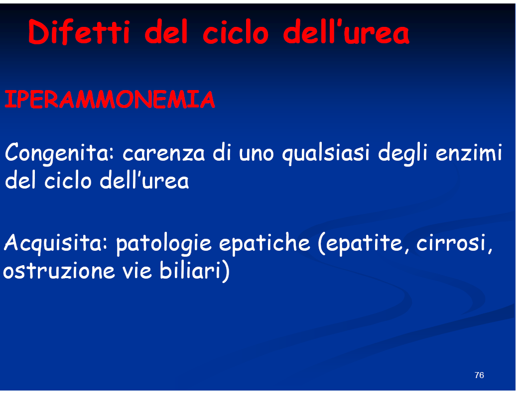 La capacità ureogenetica del fegato garantisce un livello di NH3 nel sangue minore di 5µm (0,1mg/100ml). Contribuisce all uricemia l assorbimento di NH3 dell intestino crasso di derivazione batterica.