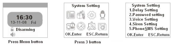 Figura 5-5 Come mostrato nella figura 5-5, premere 6.sound setting (Impostazione suono).