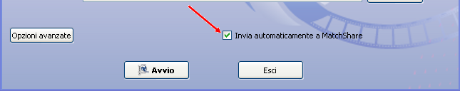 Dopo aver selezionato le impostazioni di compressione è possibile inviare direttamente il file al server spuntando la casella Invia automaticamente a MatchShare (cfr. Figura 2.7).