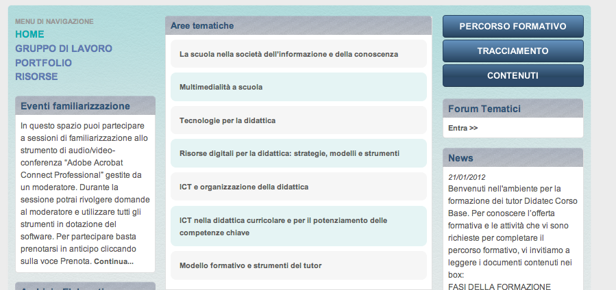 Pagina4 Materiali di studio e attività sono raggruppati in Aree tematiche