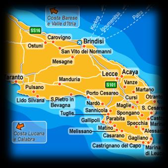 Itinerari Salento Itinerario 1: Taranto, Gallipoli, Leuca, P.Cesareo, Taranto. Itinerario 2: Taranto, Gallipoli,S.M.